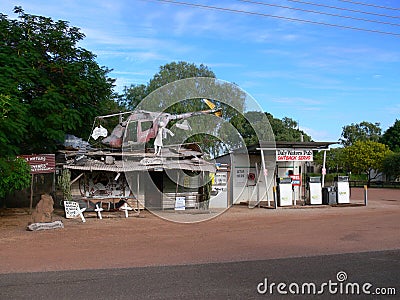AUSTRALIA, NORTHERN TERRITORY, DALY WATERS, STUART STREET, MAY 14, 2010: Service station in Daly Waters, Australia Editorial Stock Photo