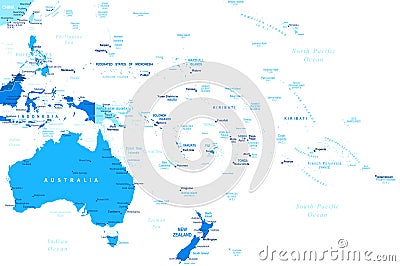 Australia and Oceania - map - illustration. Vector Illustration