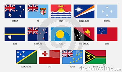 Australia and Oceania vector national flag collection Vector Illustration