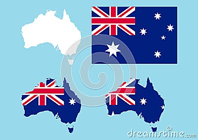 Australia outline and flag Stock Photo