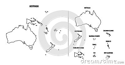 Australia outline map with each country Stock Photo