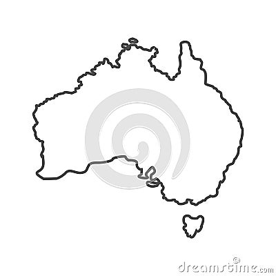 Australia outline world map, vector illustration isolated on white. Map of Australia continent, line silhouette concept Vector Illustration