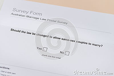 Ballot of Australian Gay Marriage postal survey Editorial Stock Photo