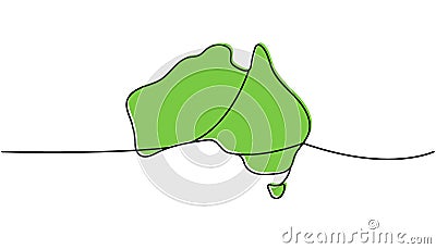 Australia silhouette colored one line continuous drawing. Australia country silhouette continuous one line colorful Vector Illustration