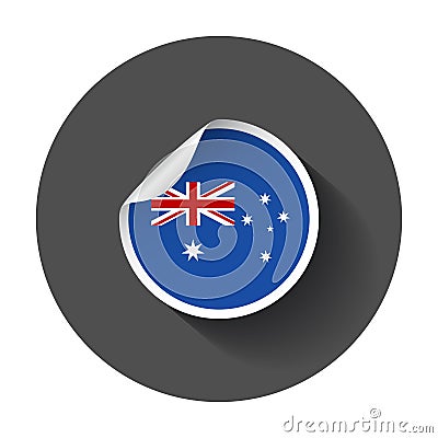 Australia sticker with flag. Vector Illustration
