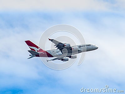 QANTAS A380 takking off from Sydney Editorial Stock Photo