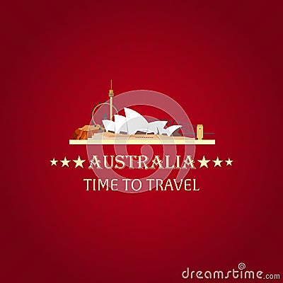 Australia. Tourism. Travelling illustration. Modern flat design. Sydney travel. Cartoon Illustration