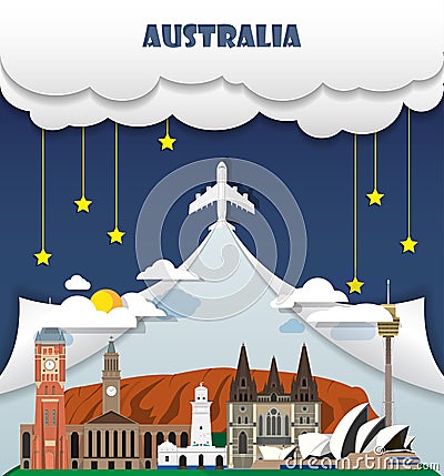 Australia travel background Landmark Global Travel And Journey I Vector Illustration