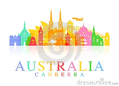 Australia Travel Landmarks. Vector Illustration