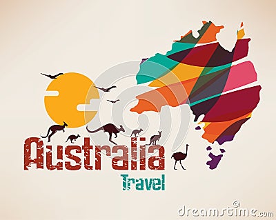 Australia travel map, decrative symbol Vector Illustration