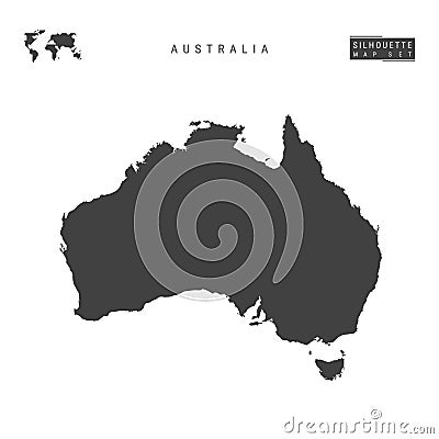 Australia Vector Map Isolated on White Background. High-Detailed Black Silhouette Map of Australia Stock Photo