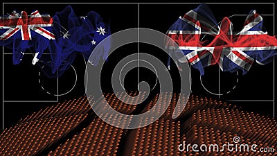 Australia vs Great Britain Basketball, smoke flag Stock Photo