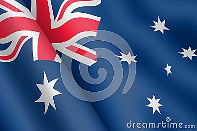 Australia waving flag 3d illustration wind ripple Cartoon Illustration