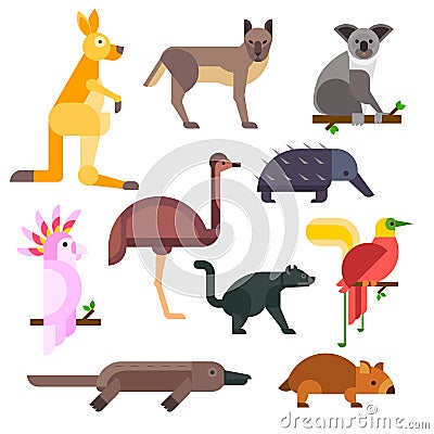 Australia wild animals cartoon vector collection Vector Illustration