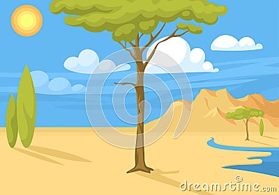 Australia wild background landscape cartoon popular nature flat style australian native forest vector illustration. Vector Illustration