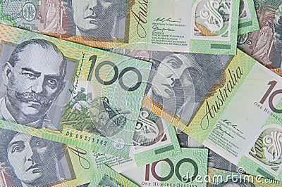 Australian hundred dollar notes Stock Photo