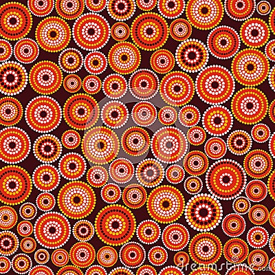 Australian aboriginal seamless vector pattern with dotted circles Stock Photo