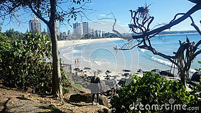 Australian Beaches - Magnificent views of Coolangatta Beach Qld Australia Stock Photo