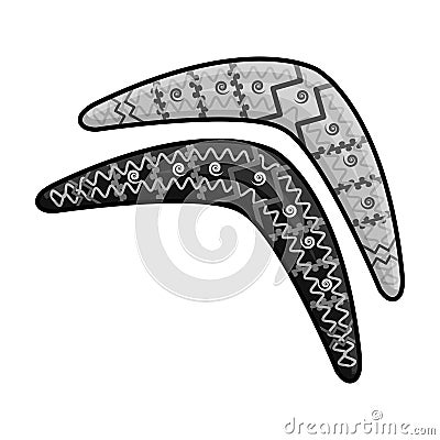 Australian boomerang icon in monochrome style isolated on white background. Australia symbol stock vector illustration. Vector Illustration