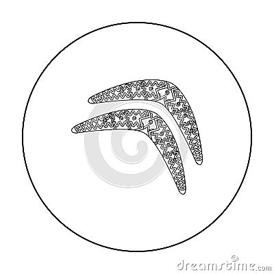 Australian boomerang icon in outline style isolated on white background. Australia symbol stock vector illustration. Vector Illustration