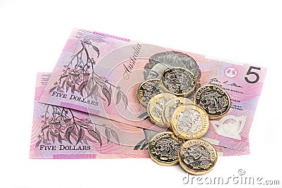 Australian and British currency Editorial Stock Photo