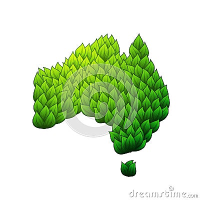 Australian continent leaves background Vector Illustration