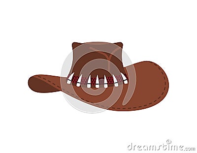 Australian Crocodile Hunter Cap. Cowboy brown hat isolated Vector Illustration