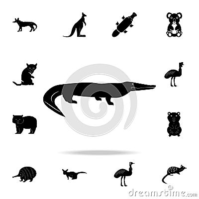 Australian crocodile icon. Detailed set of Australian animal silhouette icons. Premium graphic design. One of the collection icons Stock Photo