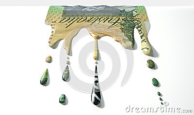 Australian Dollar Melting Dripping Banknote Stock Photo