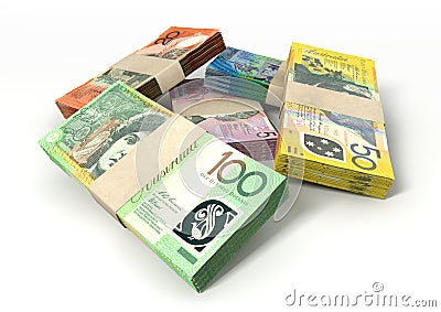 Australian Dollar Notes Bundles Stack Stock Photo