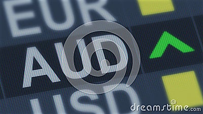 Australian dollar rise, world exchange market, currency rate fluctuating, screen Stock Photo