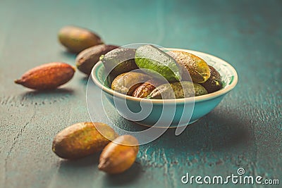 Australian finger lime or caviar lime, edible fruits used in gourmet cuisine Stock Photo