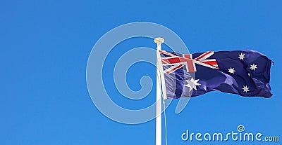 Australian flag flying on a flagpole Stock Photo