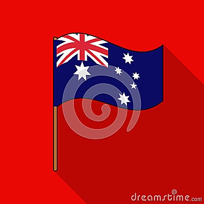 Australian flag icon in flat style isolated on white background. Australia symbol stock vector illustration. Vector Illustration