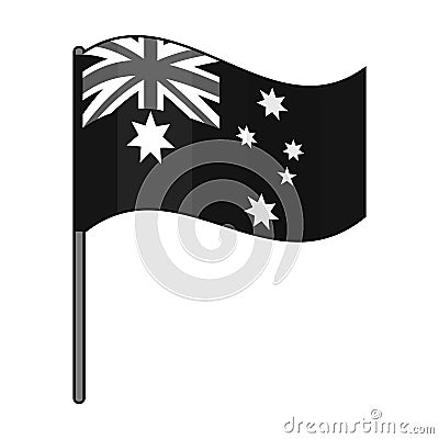 Australian flag icon in monochrome style isolated on white background. Australia symbol stock vector illustration. Vector Illustration