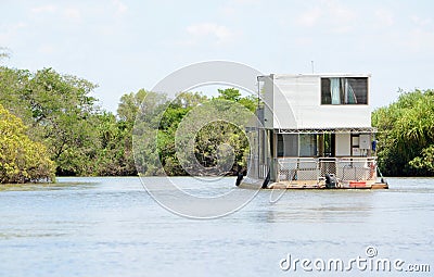 Australian floating river house. Editorial Stock Photo