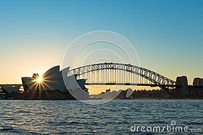 Australian Harbour Bridge at sunset Editorial Stock Photo
