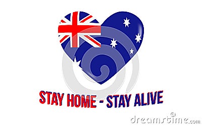 Australia heart and inscription stay home - stay alive, vector Stock Photo