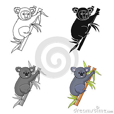 Australian koala icon in cartoon style isolated on white background. Australia symbol stock vector illustration. Vector Illustration