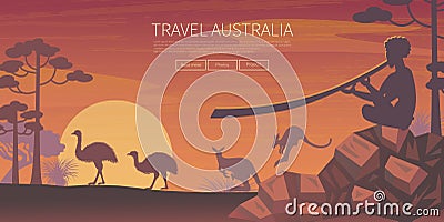 Australian landscape poster Vector Illustration