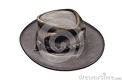 Australian leather hat isolated Stock Photo