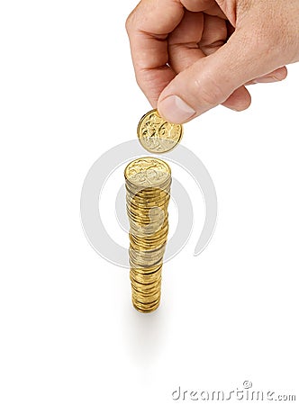 Superannuation Australian Money Coins Stack Stock Photo