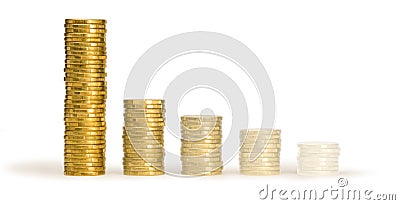 Australian Money Coins Stacks Disappearing Stock Photo