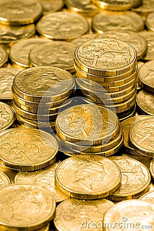 Australian Money Dollar Coins Stock Photo