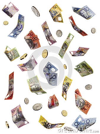 Australian Money Falling Stock Photo