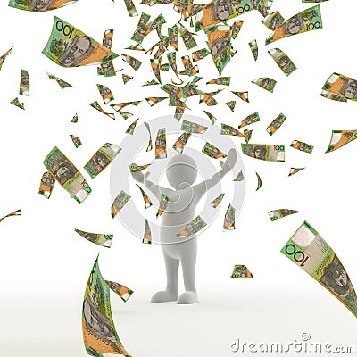 Australian Money Falling from sky Stock Photo