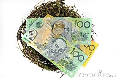 Australian money in the nest savings investment concept Stock Photo
