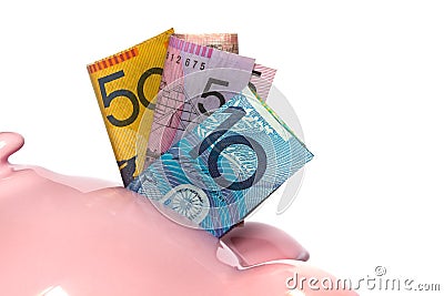 Australian Money in Piggybank Stock Photo