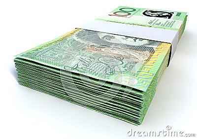 Australian One Hundred Dollar Notes Bundles Stock Photo