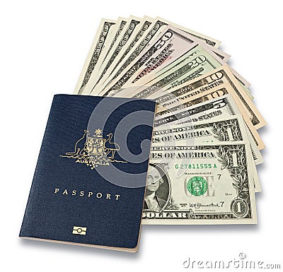 Australian Passport American Money Stock Photo